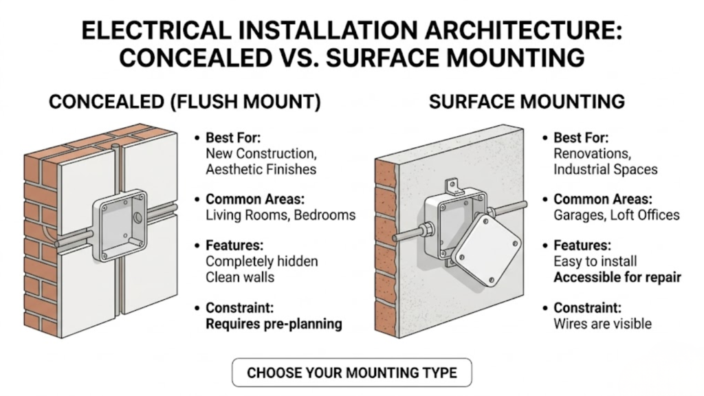 Installation Architecture: Concealed vs. Surface Mounting | junction box electrical