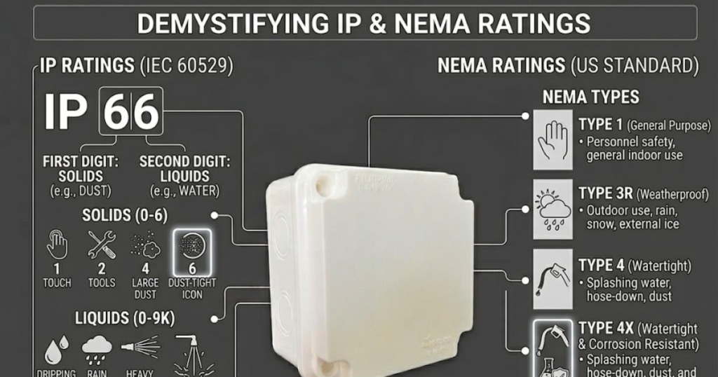 Demystifying Ingress Protection (IP) and NEMA Ratings | industrial junction box